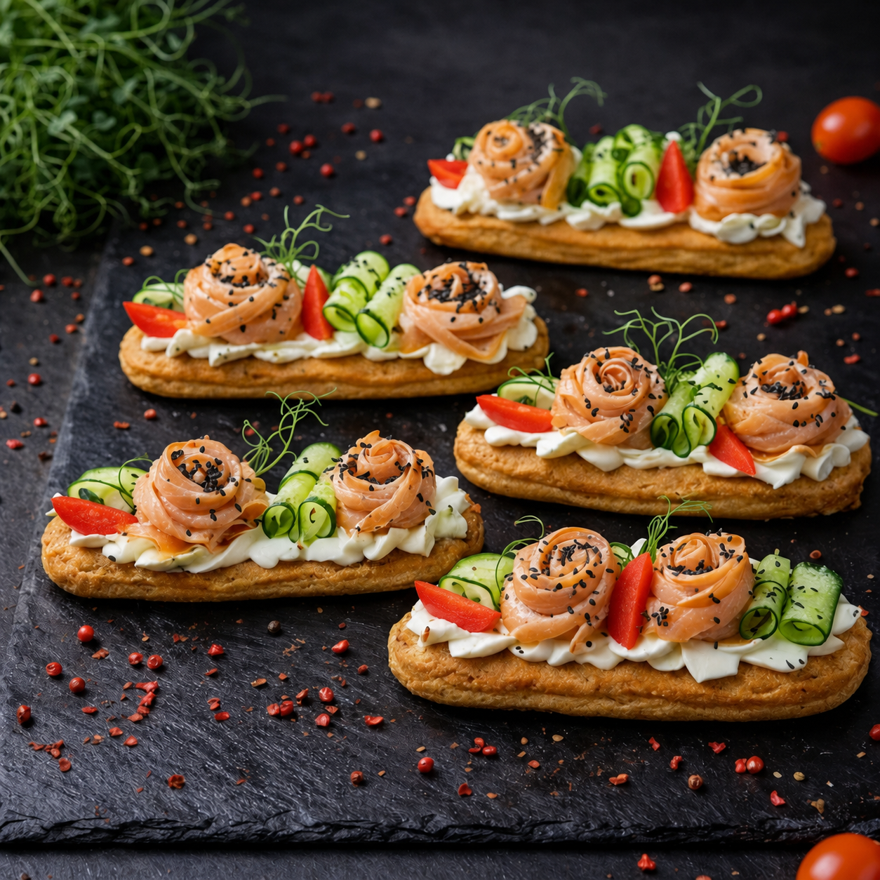Мясные и рыбные эклеры и тарталетки